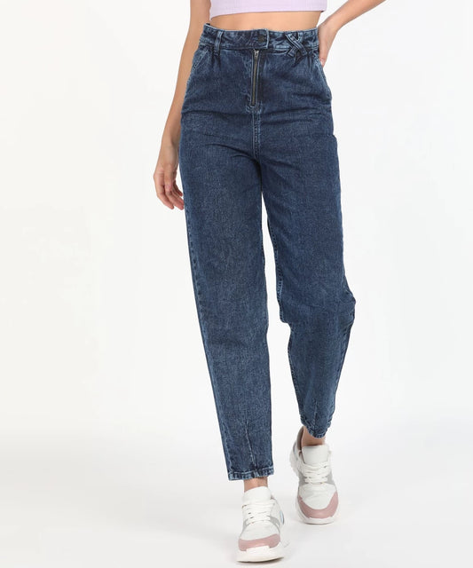 Women Slim Mid Rise Blue Jeans